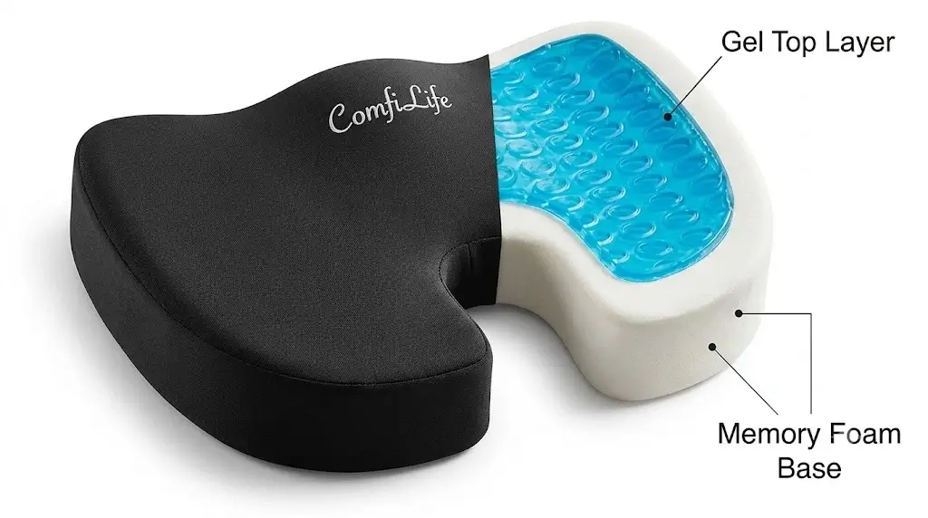 ComfiLife Gel Enhanced Seat Cushion featuring gel top layer