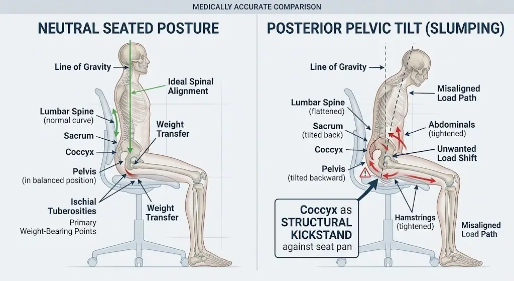 DIAGRAM OF POSTERIOR PELVIC TILT VS NEUTRAL POSTURE