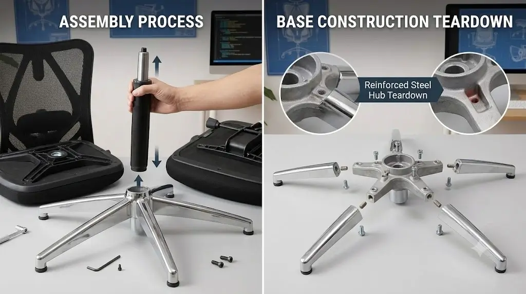 Sihoo M18 assembly process and steel star base construction teardown