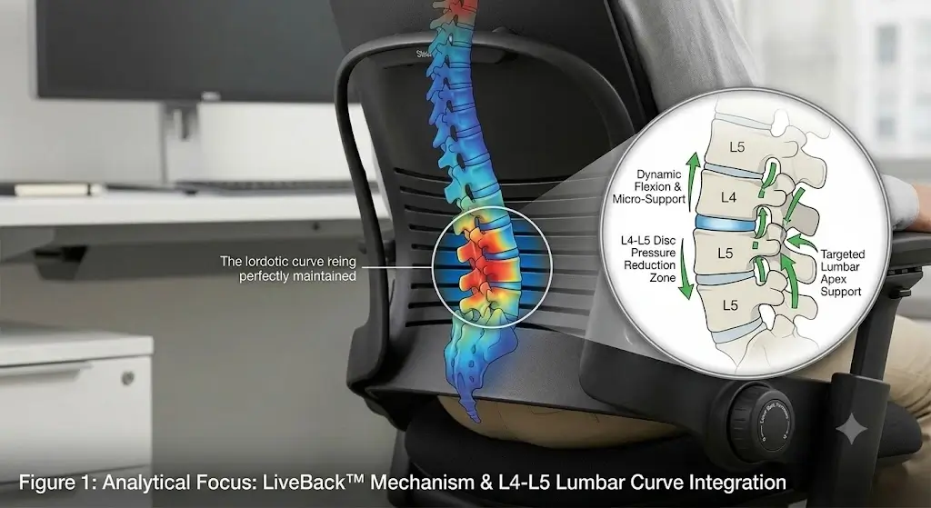 Steelcase Leap V2 chair showing LiveBack spine support and adjustment dials