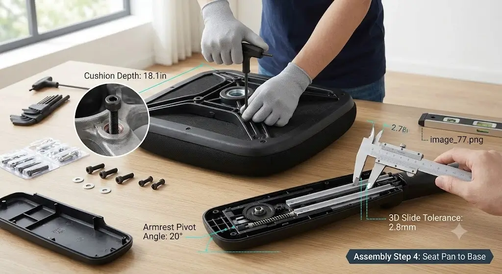 Ticova Ergonomic Office Chair review assembly process and 3D armrest teardown