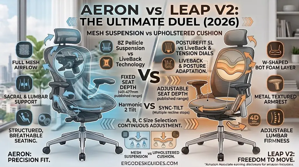Herman Miller Aeron vs Steelcase Leap V2: Which Ergonomic Chair Is Better? (2026)