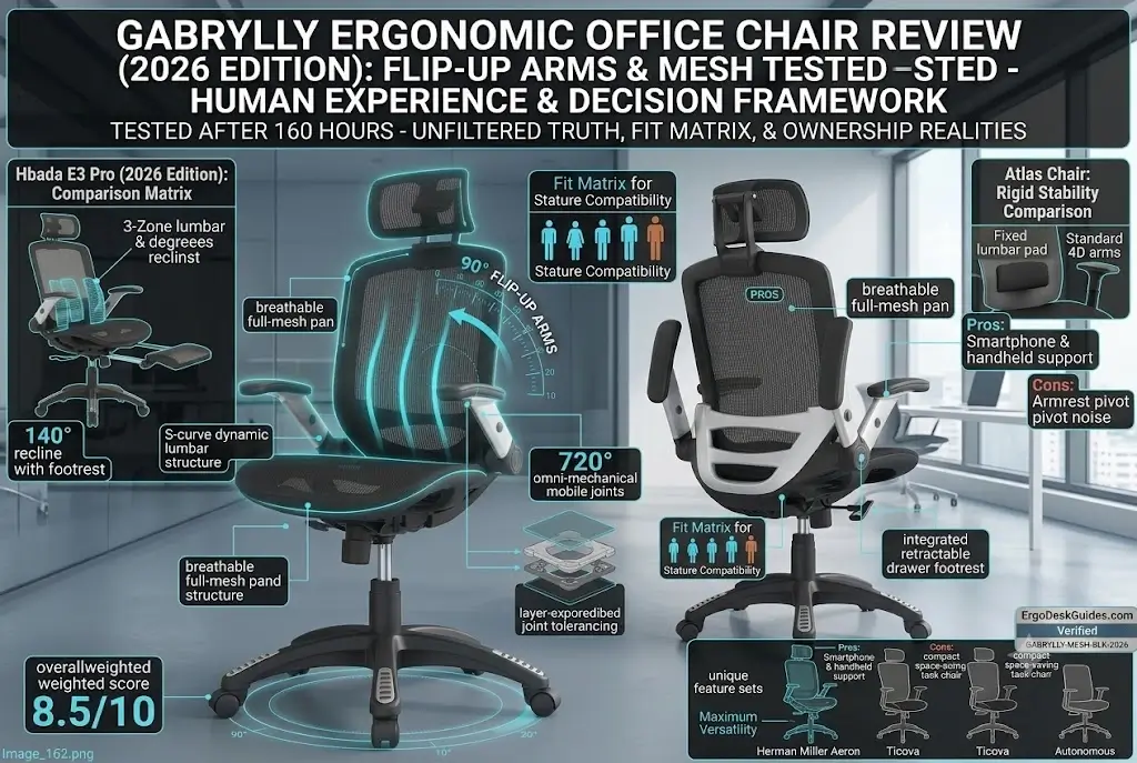 GABRYLLY Ergonomic Office Chair Review (2026) Flip-Up Arms Tested