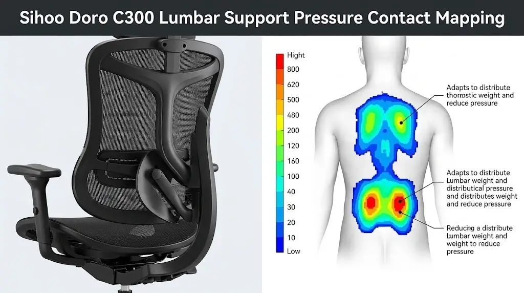 Sihoo Doro C300 Lumbar Support Pressure Contact Mapping