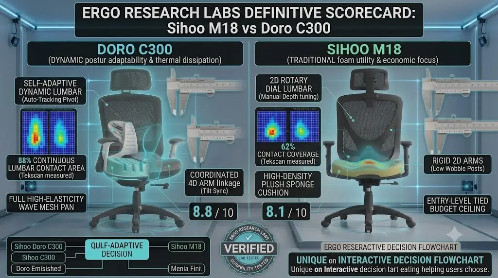 Sihoo M18 vs Sihoo Doro C300 Ergonomic Office Chair Scorecard Comparison