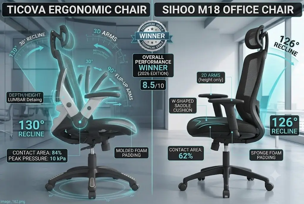Sihoo M18 vs Ticova Ergonomic Office Chair 45-Day Test Review