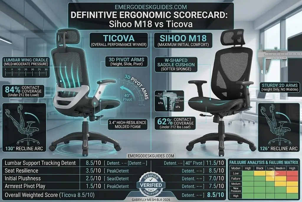 Sihoo M18 vs Ticova Ergonomic Office Chair Scorecard Comparison