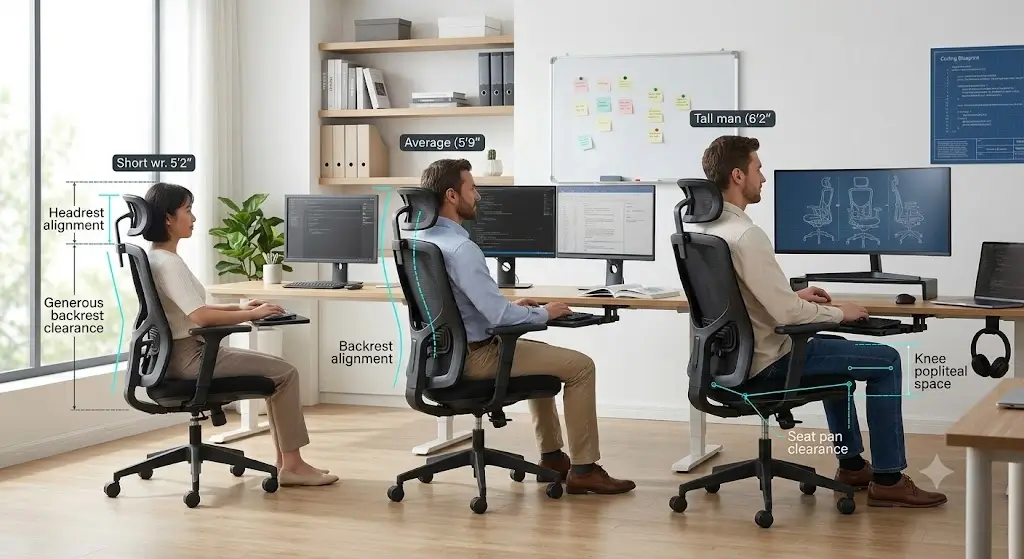 Ticova Ergonomic Office Chair review fit matrix user height and weight compatibility