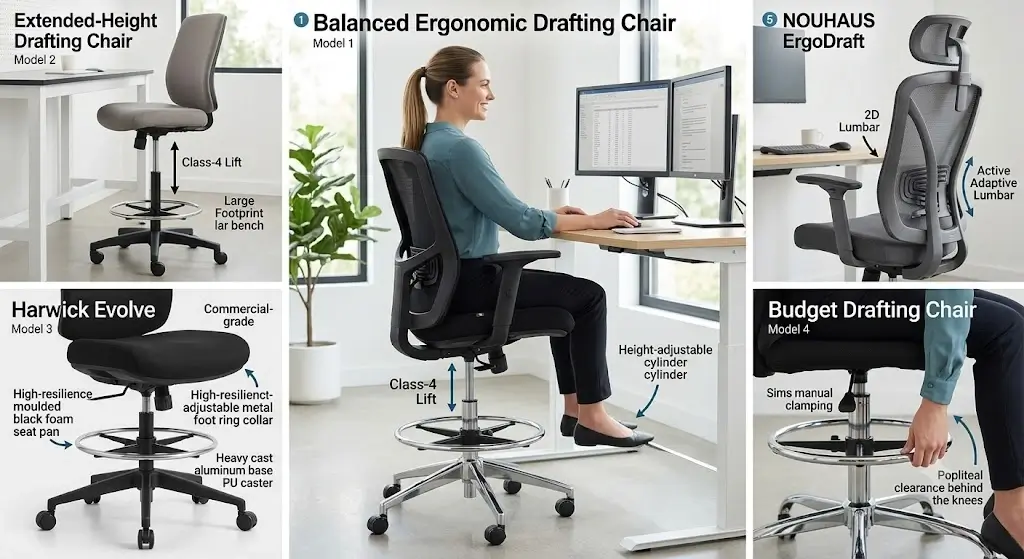 5 Best Ergonomic Drafting Chairs for Standing Desks
