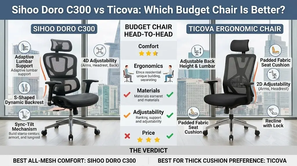 Sihoo Doro C300 vs Ticova: Which Budget Chair Is Better?